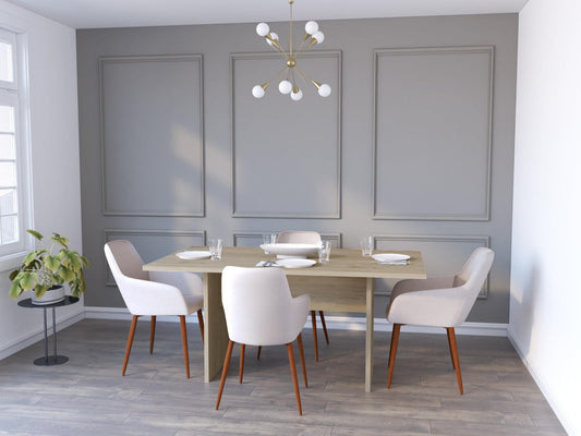 Comedor Kowa Beige Incluye Cuatro Sillas Café Claro.
