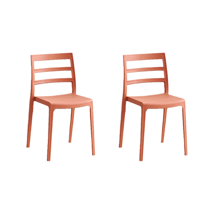 Set de 2 Sillas New York, Terracota, con Espaldar en Líneas y Diseño Minimalista