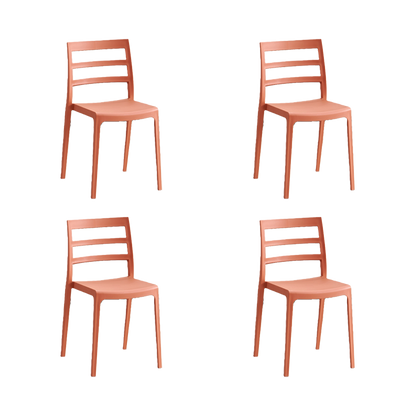 Set de 4 Sillas New York, Terracota, con Espaldar en Líneas y Diseño Minimalista