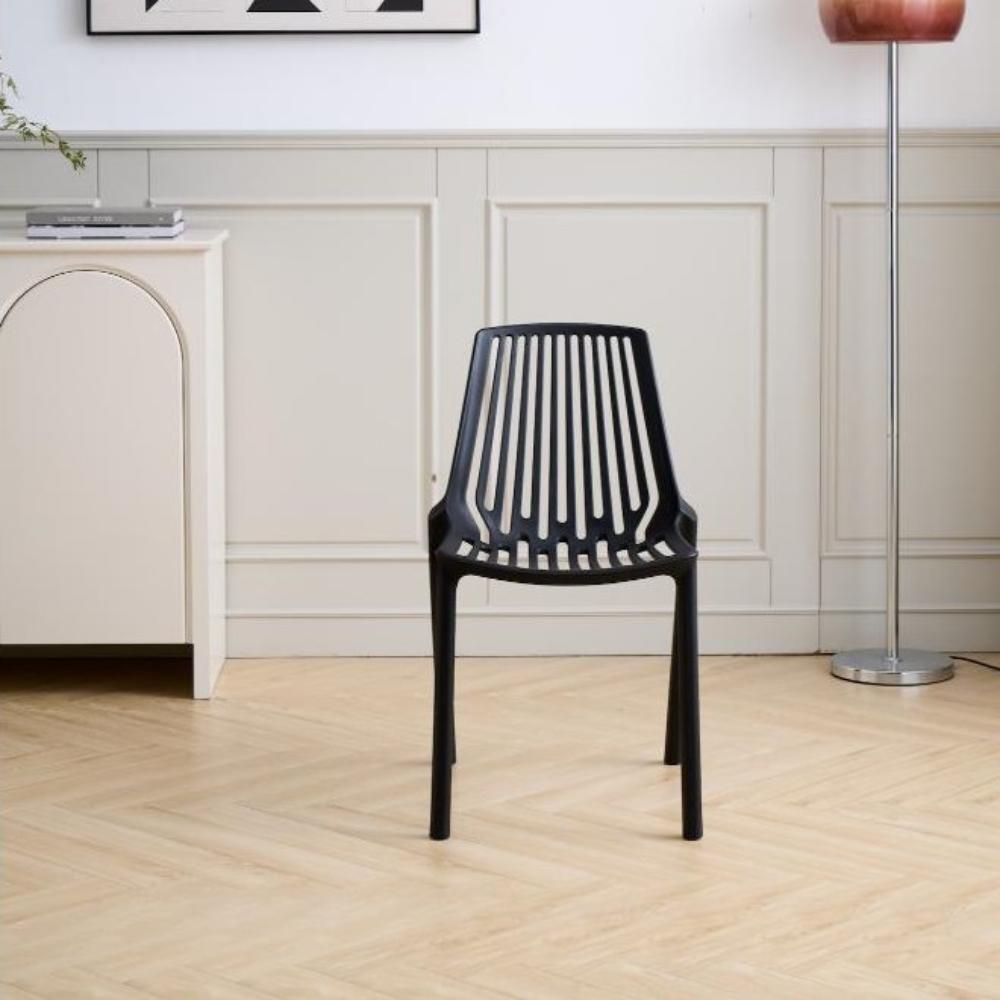 Set de 2 Sillas Tanger, Negro, con Espaldar y Diseño Moderno