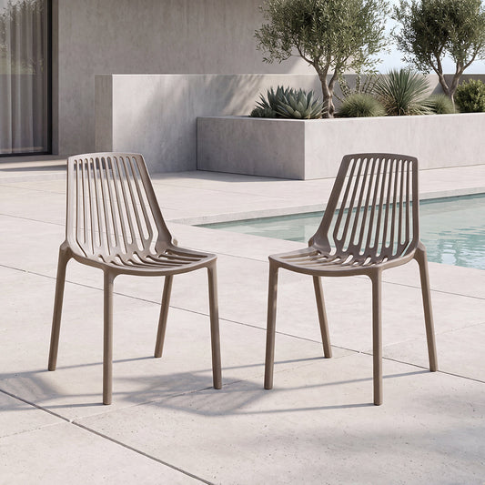 Set de 2 Sillas Tanger, Taupe, con Espaldar y Diseño Moderno
