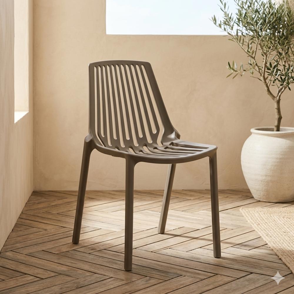 Set de 2 Sillas Tanger, Taupe, con Espaldar y Diseño Moderno