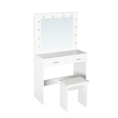 Tocador Bella blanco mate con luces LED y silla - en ambiente