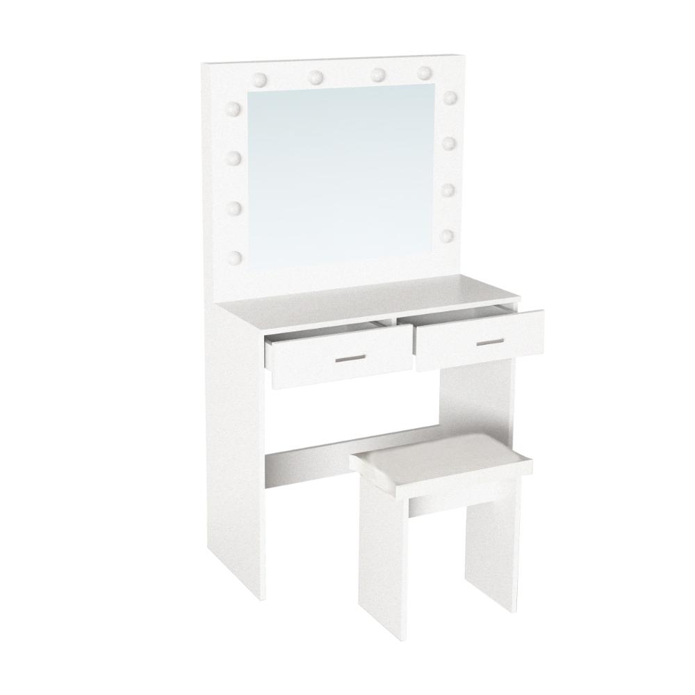 Tocador Bella blanco mate con luces LED y silla - medidas