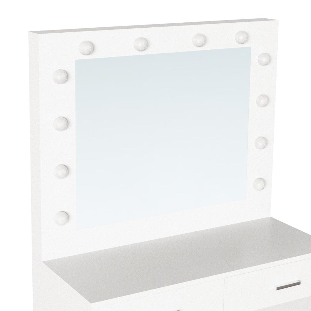 Tocador Bella blanco mate con luces LED y silla