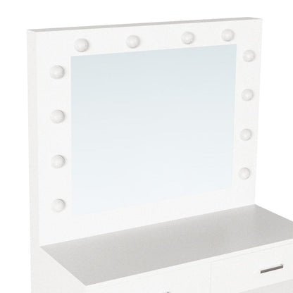 Tocador Bella blanco mate con luces LED y silla