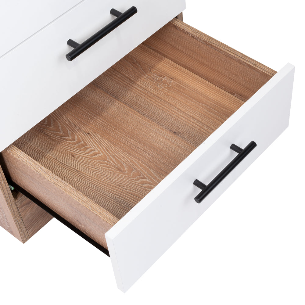 Mueble Tocador Wesley, Miel y Blanco, Cuatro Cajones Para Ubicar Maquillaje