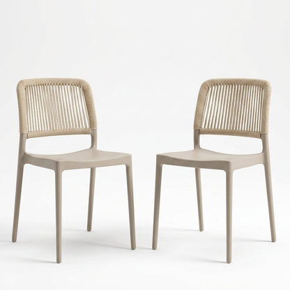 Set de 2 Sillas Houston, Color Taupe, con Espaldar Tejido