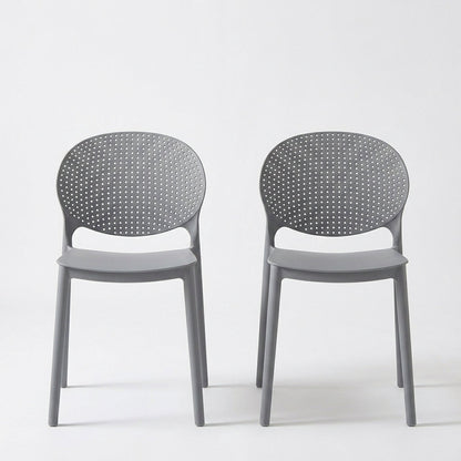 Set de 2 Sillas Florida, Color Gris Oscuro, con Espaldar y Diseño Moderno