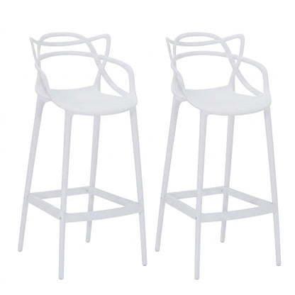Set de 2 Sillas para Bar Palermo, Blanco, con Reposa Pies Doble Propósito