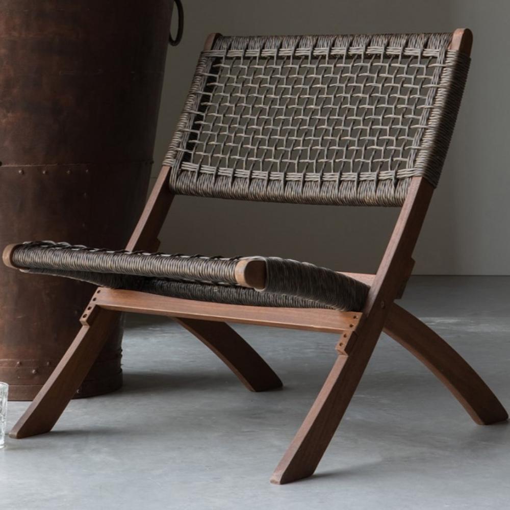 Set de 4 Sillas Plegable de Madera para Exterior Vora, Mocha, Diseño Rústico y Moderno