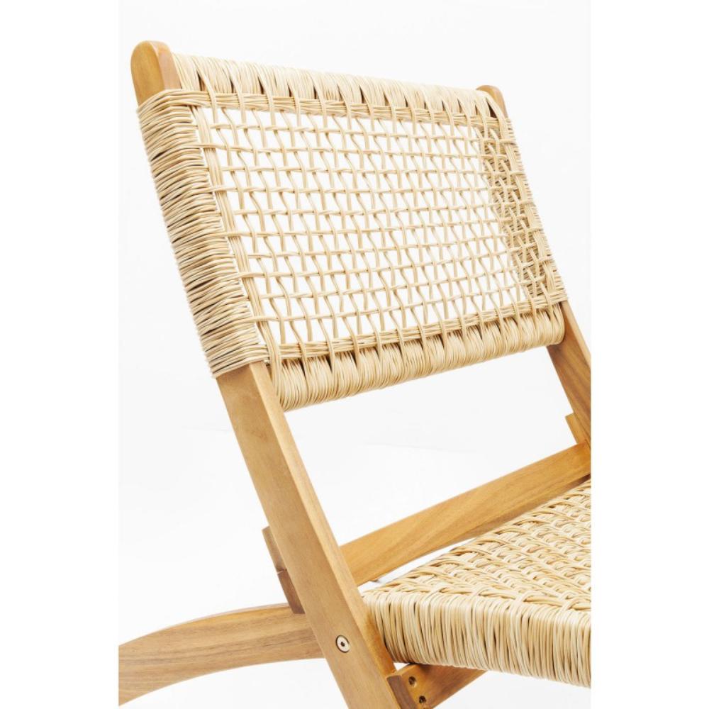 Silla Plegable de Madera para Exterior Vora, Crudo, Diseño Rústico y Moderno, abierto