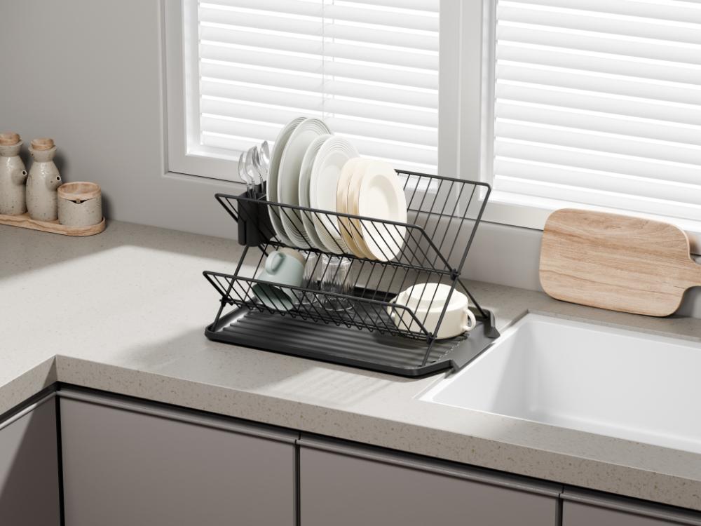 Escurridor de Platos Aqua · Negro
