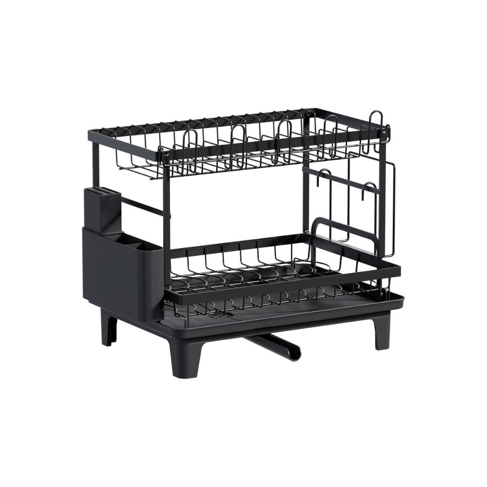 Escurridor de Platos Flow · 2 Niveles · Negro