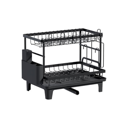 Escurridor de Platos Flow · 2 Niveles · Negro