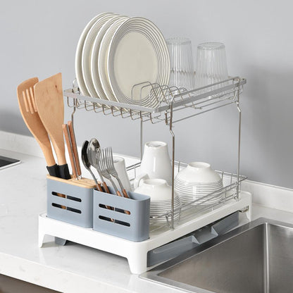 Escurridor de Platos Frescura Expandible · Gris y Blanco