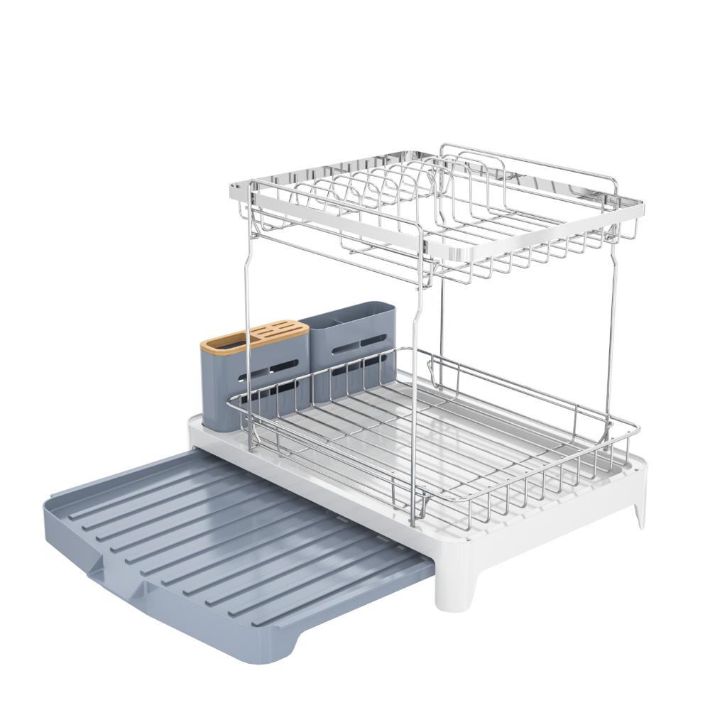 Escurridor de Platos Frescura Expandible · Gris y Blanco