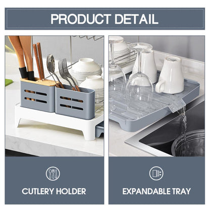 Escurridor de Platos Frescura Expandible · Gris y Blanco