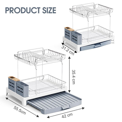 Escurridor de Platos Frescura Expandible · Gris y Blanco