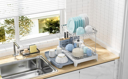 Escurridor de Platos Frescura Expandible · Gris y Blanco