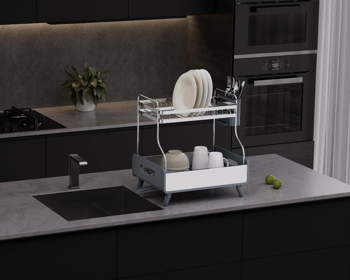 Escurridor de Platos Clariva · 2 Niveles · Gris Oscuro