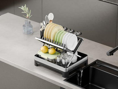 Escurridor de Platos Vitalia Plegable · Negro y Gris
