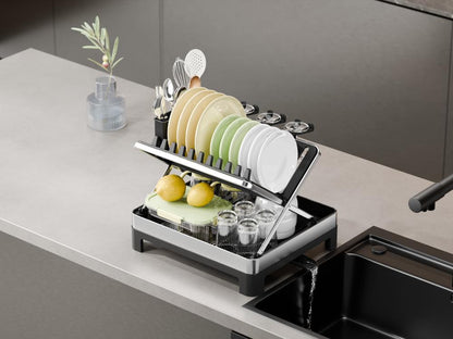 Escurridor de Platos Vitalia Plegable · Negro y Gris