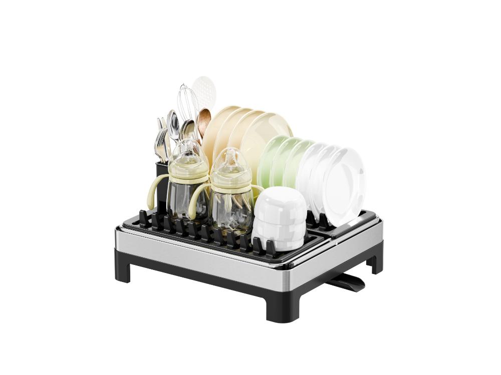 Escurridor de Platos Vitalia Plegable · Negro y Gris