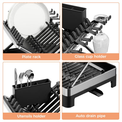 Escurridor de Platos Vitalia Plegable · Negro y Gris