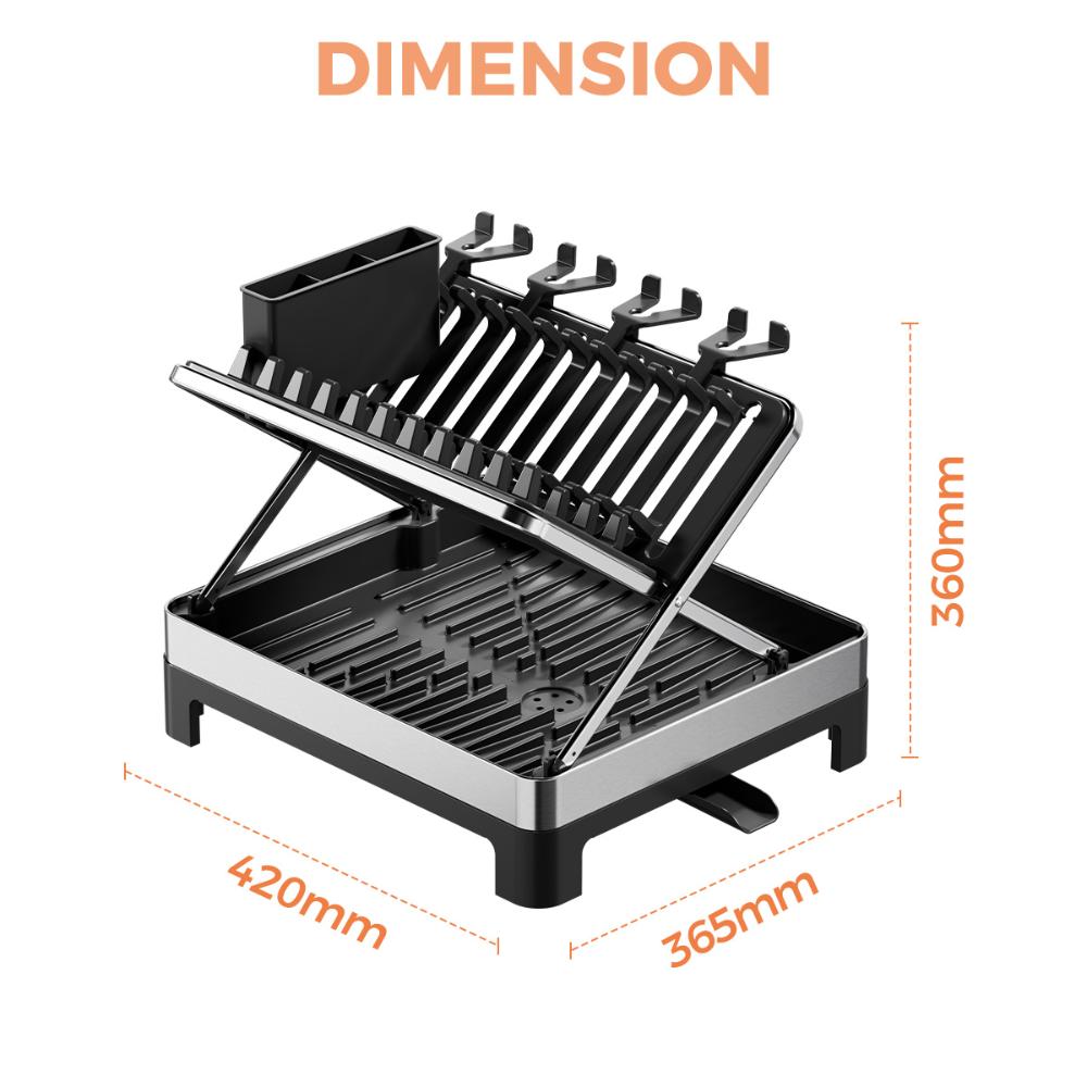 Escurridor de Platos Vitalia Plegable · Negro y Gris