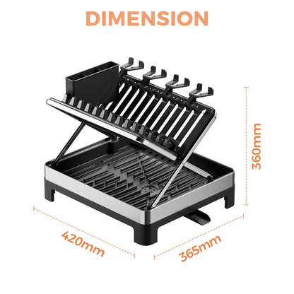 Escurridor de Platos Vitalia Plegable · Negro y Gris