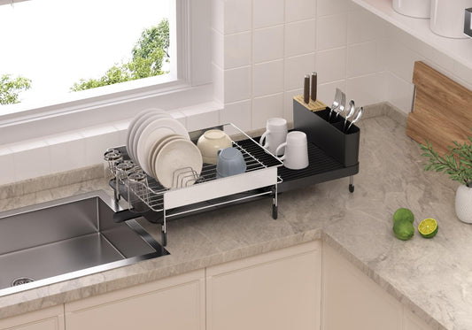 Escurridor de Platos Hogaria Expandible · Negro y Gris
