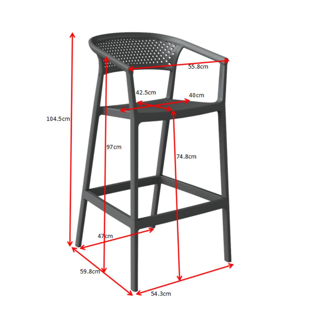 Silla para Bar Salvador, Negro, con Reposa Pies Doble Proposito, abierto