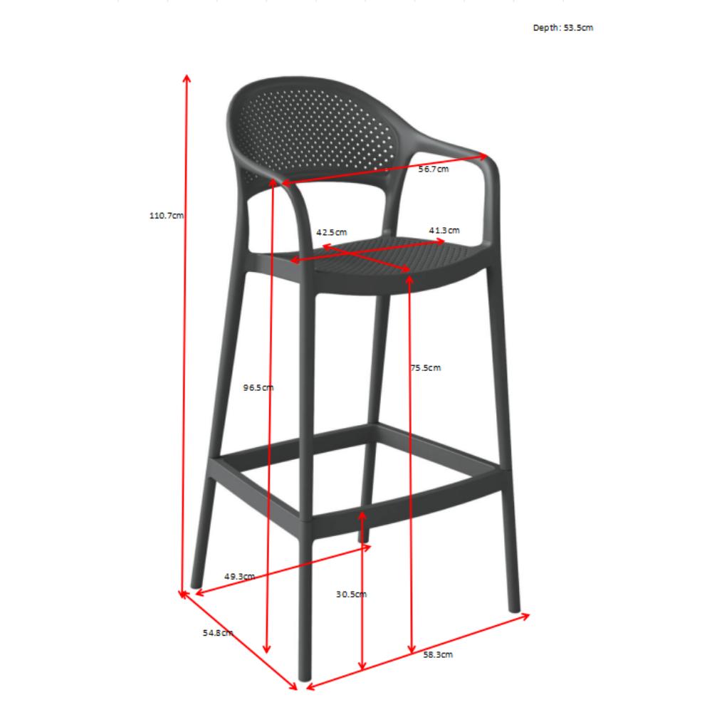 Silla para Bar Curitiva, Taupe, con Reposa Pies Doble Proposito, abierto
