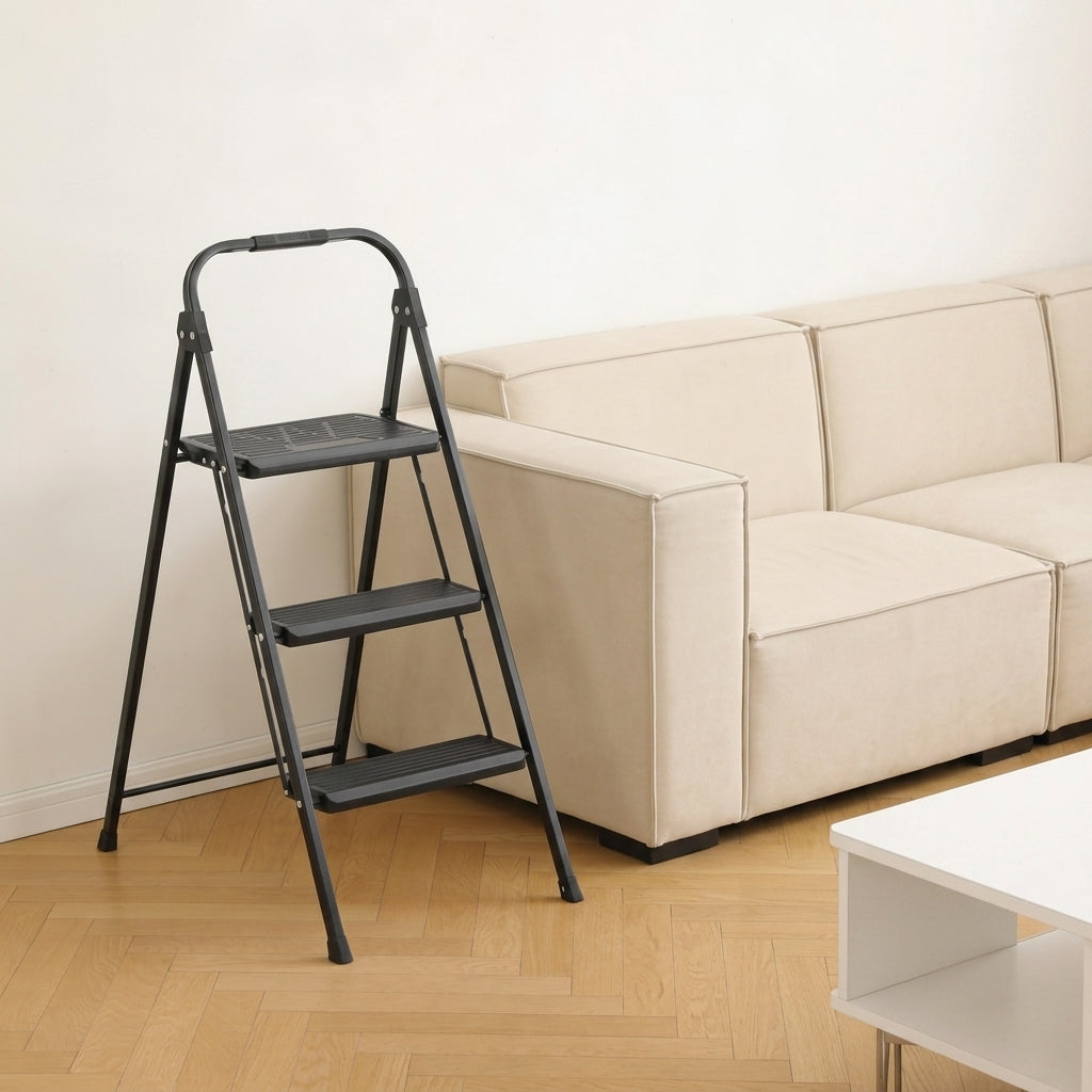 Escalera Tubular Alba · 3 Niveles · Negro