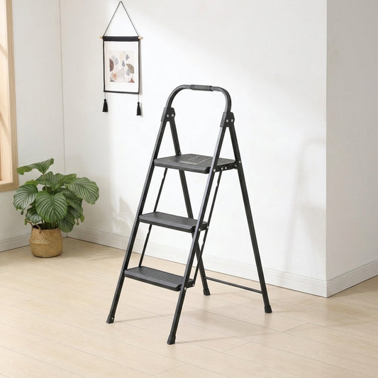 Escalera Tubular Alba · 3 Niveles · Negro