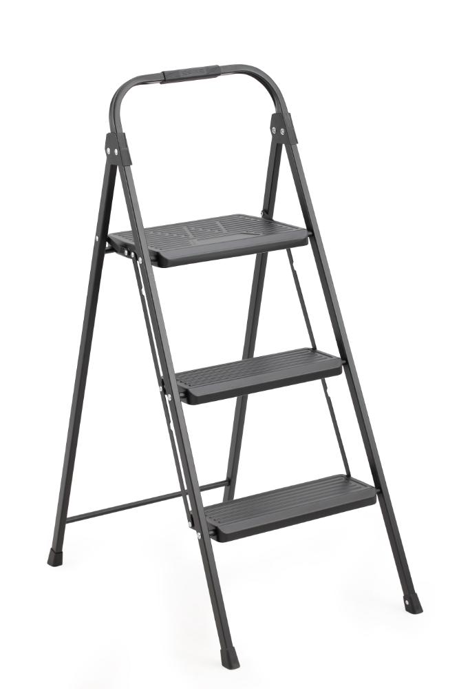 Escalera Tubular Alba · 3 Niveles · Negro