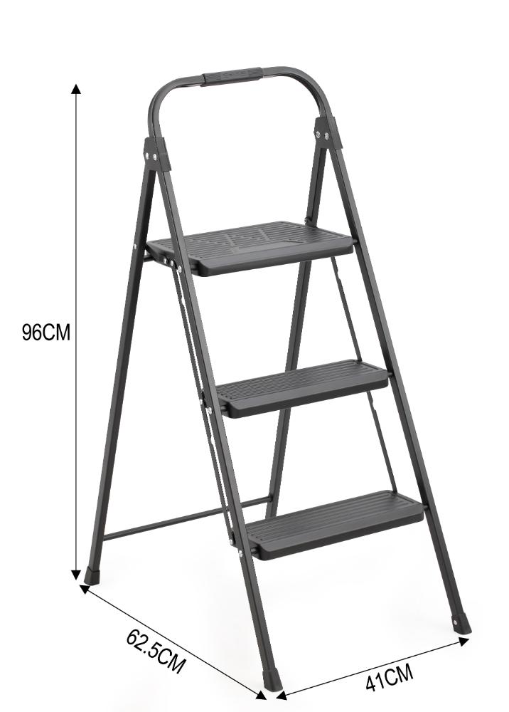 Escalera Tubular Alba · 3 Niveles · Negro