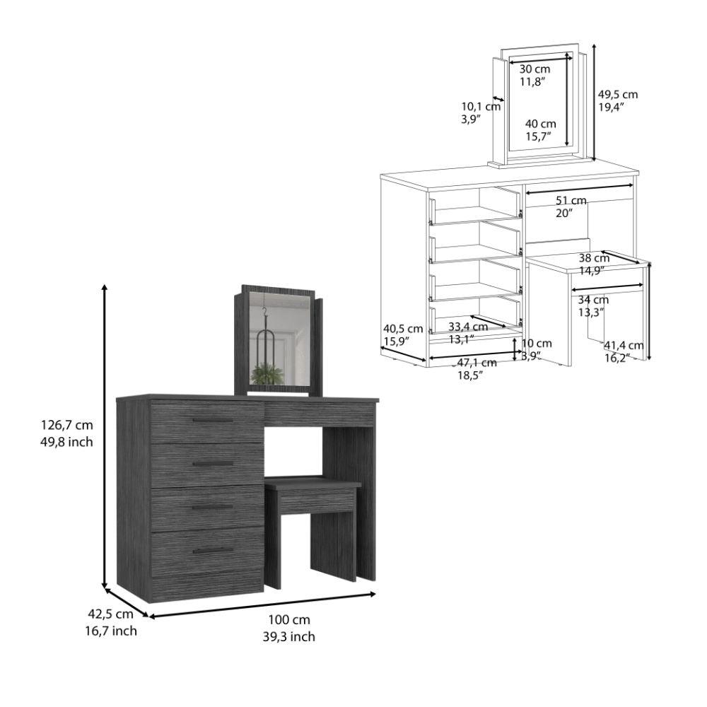 Mueble Tocador Wesley colorGris para Habitación.