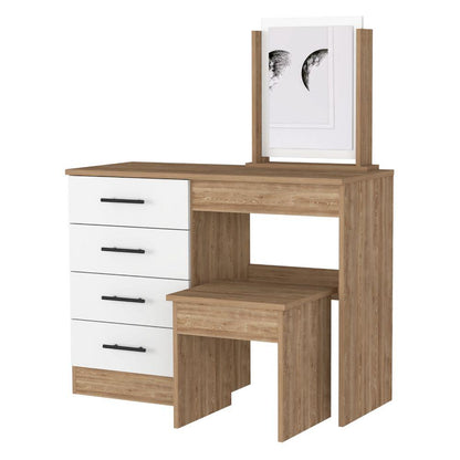 Mueble Tocador Wesley color Miel y Blanco para Habitación.