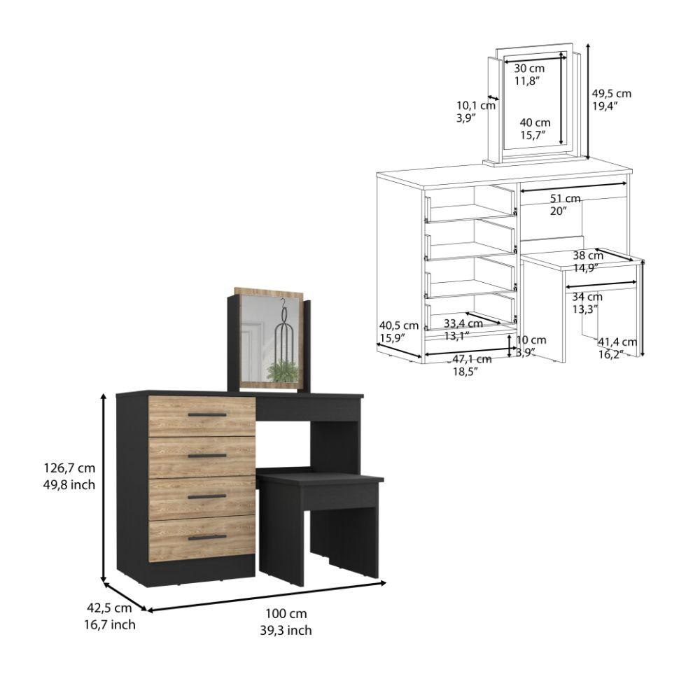 Mueble Tocador Wesley color Wengue y Miel para Habitación.