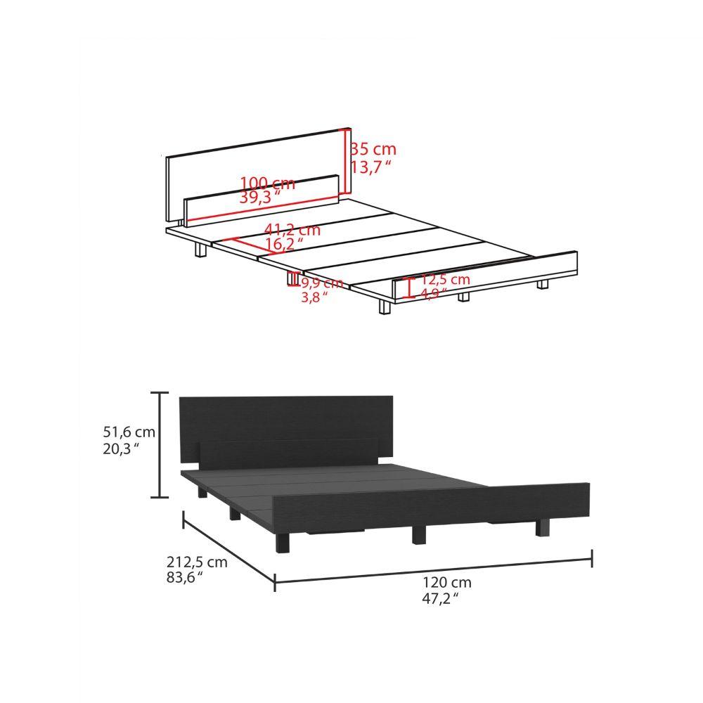 Cama Semi Doble Wesley color Wengue para Habitación.