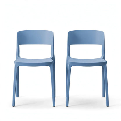 Set de 2 Sillas Mónaco, Color Azul Oceano, con Espaldar y Diseño Moderno