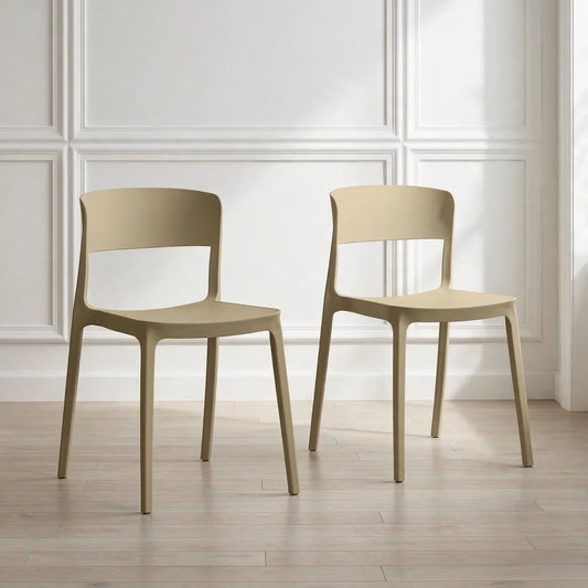 Set de 2 Sillas Mónaco, Color Khaki, con Espaldar y Diseño Moderno