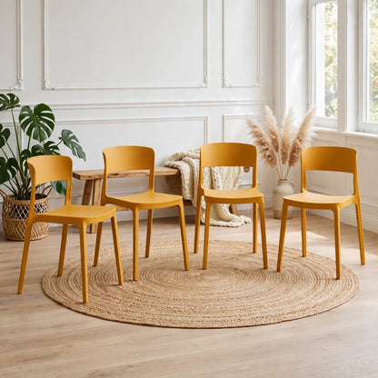 Set de 4 Sillas Mónaco, Color Naranja, Diseño Moderno