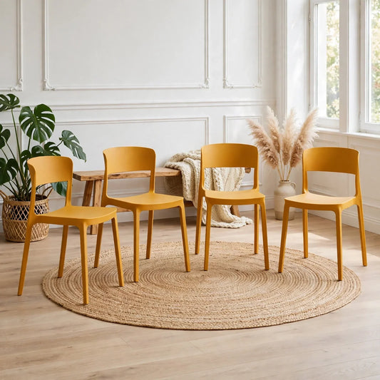 Set de 4 Sillas Mónaco, Color Naranja, Diseño Moderno