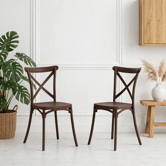 Set de 2 Sillas Betany, Color Café, con Espaldar y Diseño Minimalista
