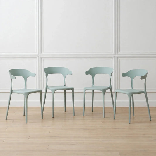 Set de 4 Sillas Elena, Color Azul Claro, con Espaldar y Diseño Moderno