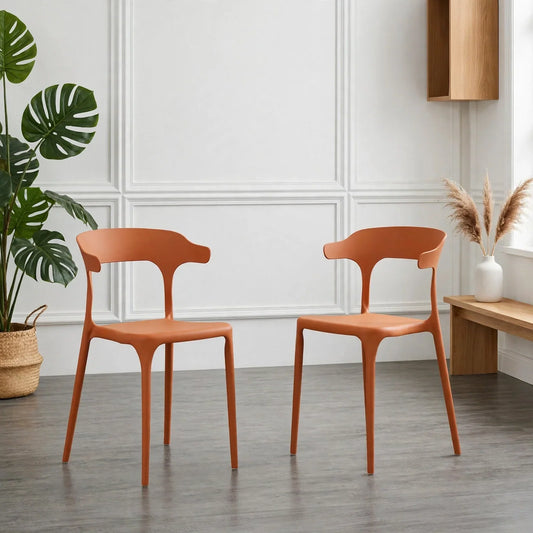 Set de 2 Sillas Elena, Color Terracota, con Espaldar y Diseño Moderno