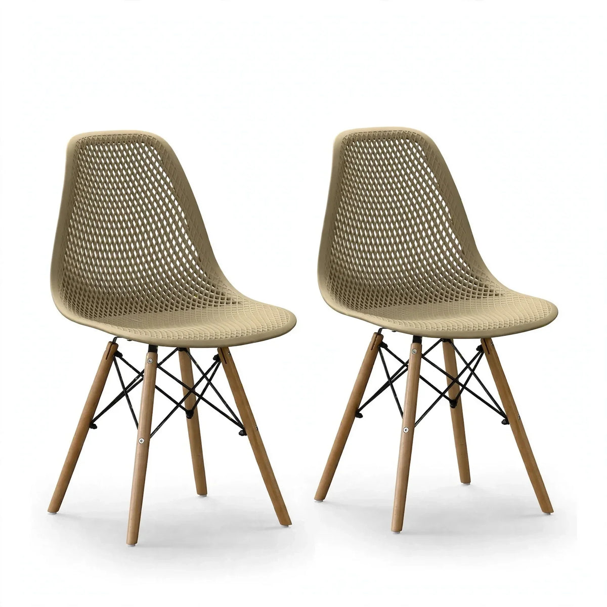 Set de 2 Sillas Aira, Color Khaki, con Espaldar y Patas en Madera